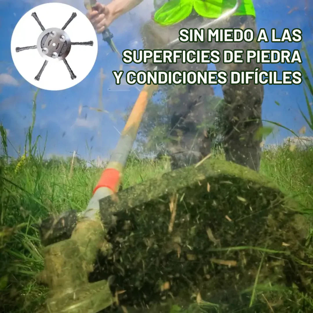 El cabezal del cortacésped tiene 6 bordes de acero inoxidable