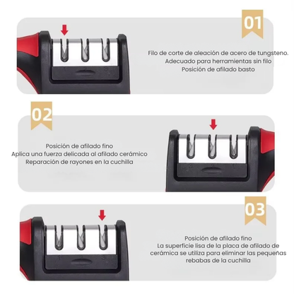 Afilador de cuchillos/tijeras de 4 niveles adecuado para muchos tipos de cuchillos
