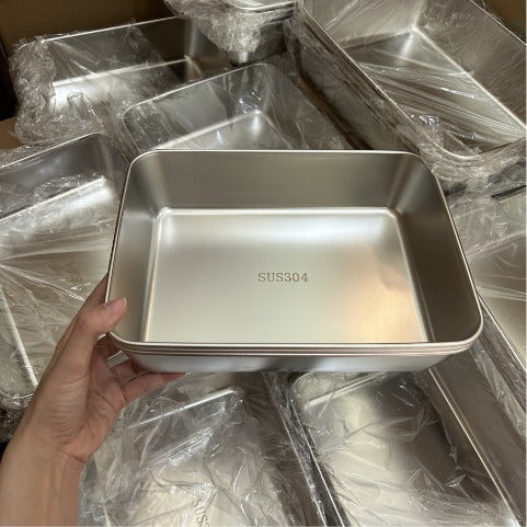 Bandeja de Acero Inoxidable 304 con Tapa Hermética (2.1 L – 25.2 × 19.4 × 5.7 cm) | ¡70% DE DESCUENTO!