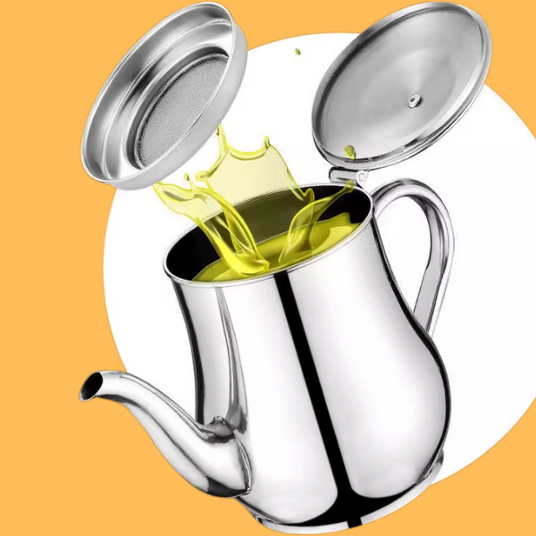 Botella de aceite de acero inoxidable 304 con filtro, especial para cocina