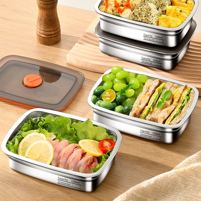 Contenedor de alimentos duradero de acero inoxidable 316 (19 x 13,5 x 5,5 cm)