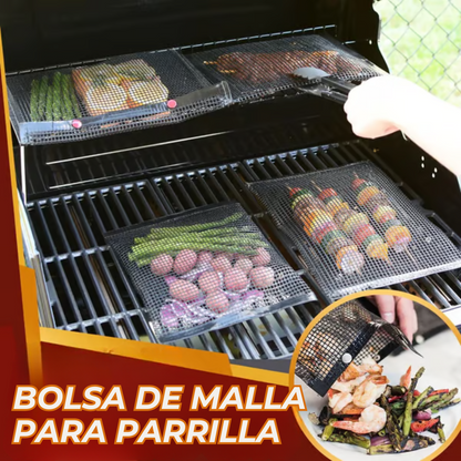 Bolsa de malla para barbacoa antiadherente reutilizable