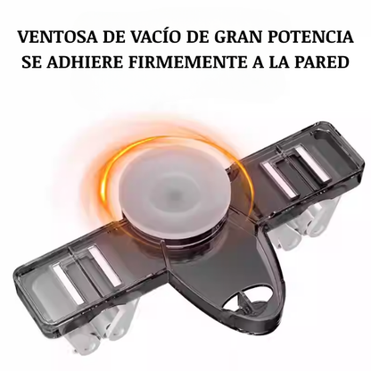 Soporte multifuncional de ventosa para fregona, sin taladro