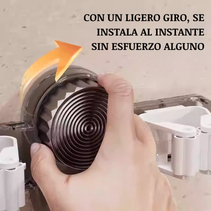Soporte multifuncional de ventosa para fregona, sin taladro