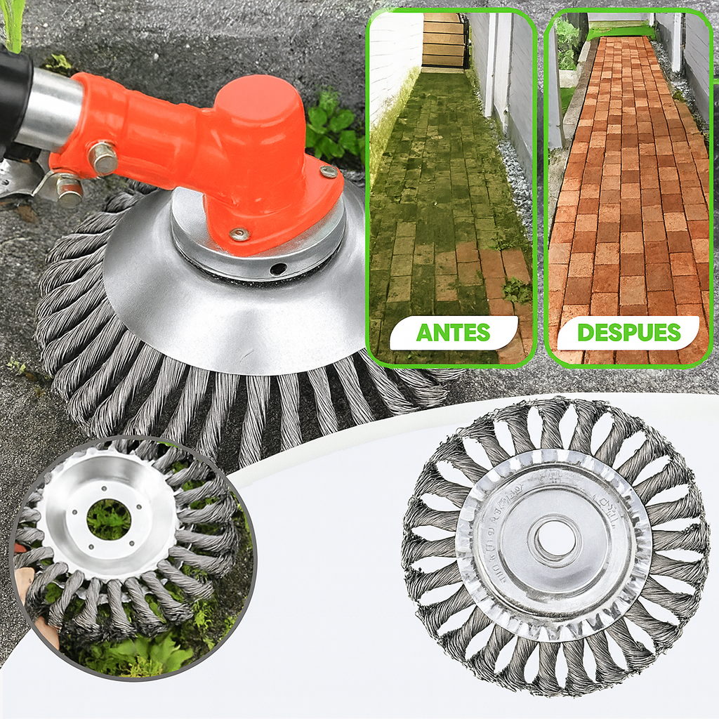 Hoja de Corte de Césped de Alambre de Acero Súper Resistente 360° (Incluye Kit de Adaptadores) (Landing Goc)