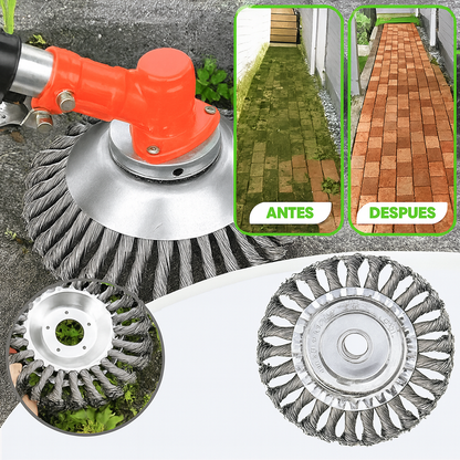 Hoja de Corte de Césped de Alambre de Acero Súper Resistente 360° (Incluye Kit de Adaptadores) (Landing Goc)