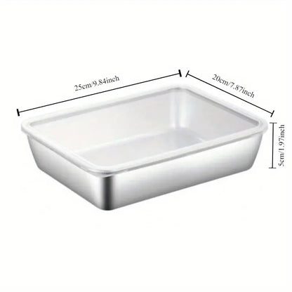 Juego de 3 cajas de acero inoxidable para alimentos FOODY (30x24x6 cm)
