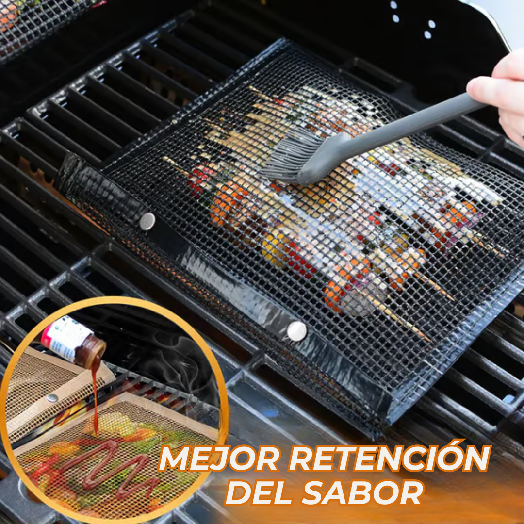 Bolsa de malla para barbacoa antiadherente reutilizable