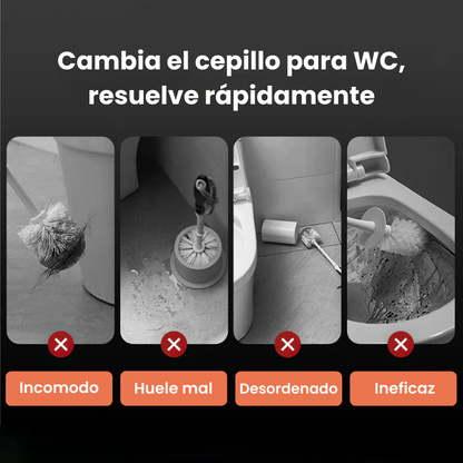 Cepillo de Silicona Flexible para Inodoro con Mango Largo y Colgante de Pared sin Perforación para el Hogar (L)