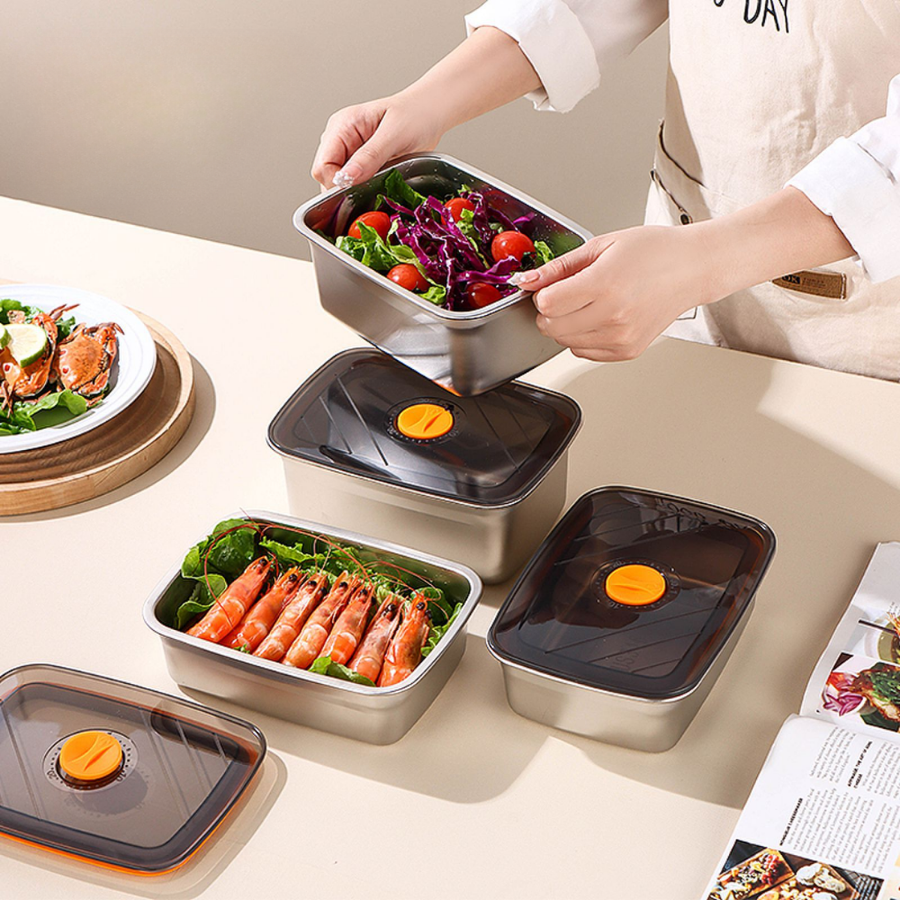 🇪🇸 Recipientes para alimentos de acero inoxidable alemán 316 con tapa al vacío