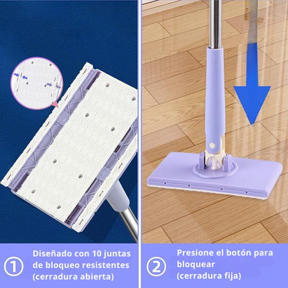 (ppm_yen) Mini Mop con Cambio de Paño, Diseño de Mango de Empujar-Tirar con Toalla Desechable