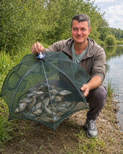 CAPTURA PECES SIN ESFUERZO | TRAMPA DE PESCA PLEGABLE DE 8 ENTRADAS