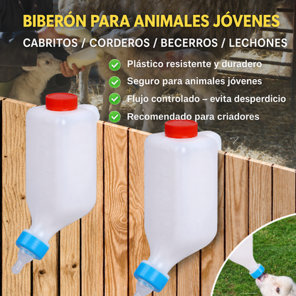 Biberón automático colgante para corderos, cabritos y terneros — leche y agua en un solo uso, manos libres cada día
