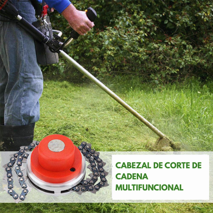 Cabezal de cadena para cortar césped, súper resistente y potente – elimina la hierba de raíz