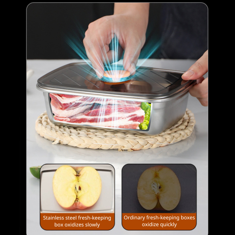 Recipiente Grande Para Alimentos Al Vacío De Acero Inoxidable Antibacteriano De 1500ml (19 x 14 x 8cm)