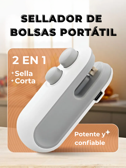BestSeller™ - Selladora de bolsas manual / Sellador portátil con cuchilla / Empaquetadora 2 en 1 con imán