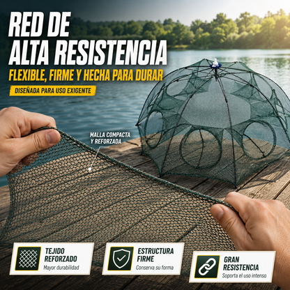 CAPTURA PECES SIN ESFUERZO | TRAMPA DE PESCA PLEGABLE DE 8 ENTRADAS