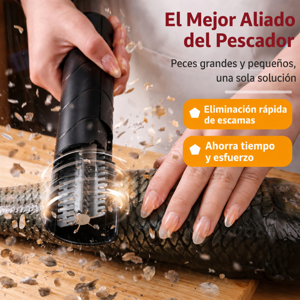 Máquina eléctrica portátil de alta potencia para quitar las escamas del pescado: limpieza rápida y sin cansar las manos.