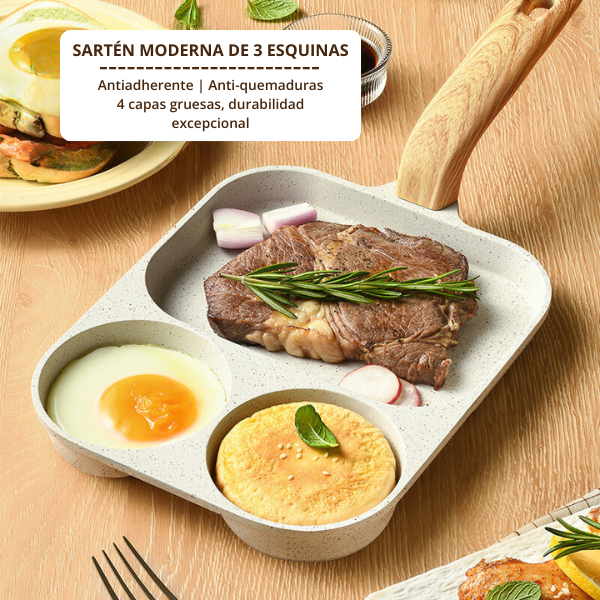 🔵Sartén antiadherente de 3 esquinas con almohadilla termosensible