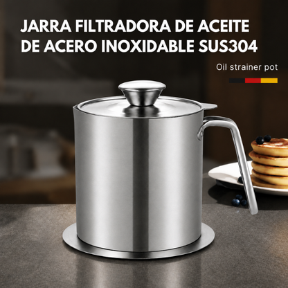 70% DE DESCUENTO | Jarra Filtradora de Aceite de Acero Inoxidable SUS304 (1400 ML)