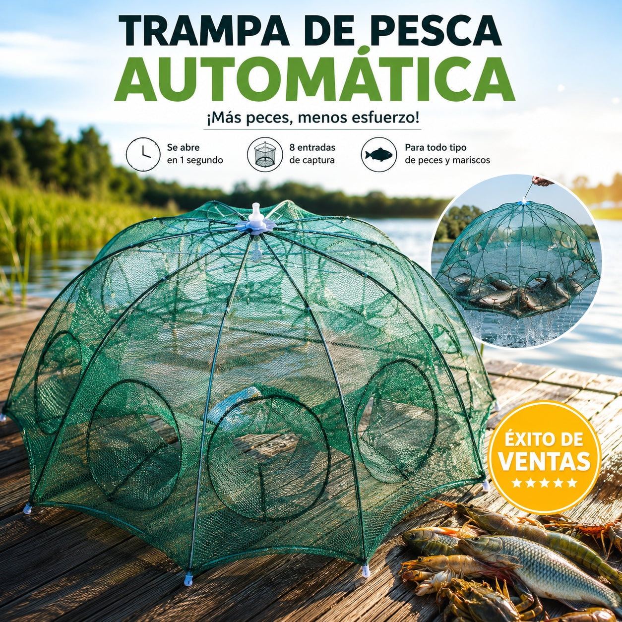 ⚡️70% DE DESCUENTO | Apanhar Peixes Sem Esforço - A Melhor Gaiola De Rede De Pesca!