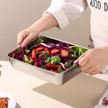 Juego de 3 cajas de acero inoxidable para alimentos (25 x 20 x 6 cm)✓