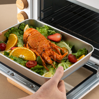 Juego de 3 cajas de acero inoxidable para alimentos (25 x 20 x 6 cm)✓