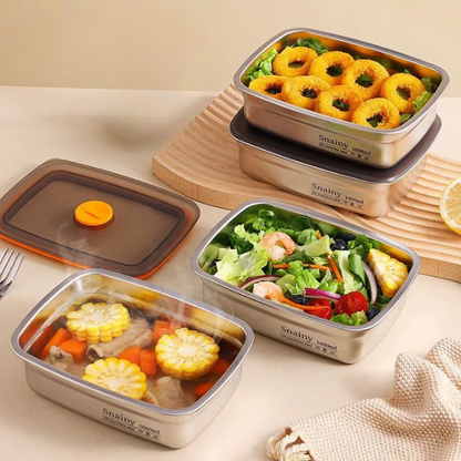 Recipiente para alimentos de acero inoxidable 316 con tapa al vacío (19 x 13,5 x 5,5 cm) (LTT)