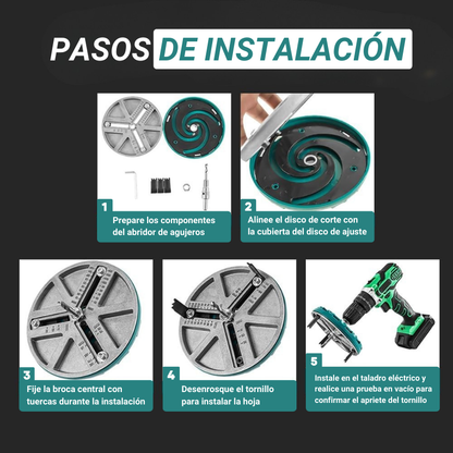 Multifuncional herramienta abreagujeros ajustable - Diámetro de corte: 45-130 mm