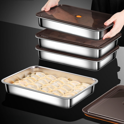 Recipiente hermético multifuncional en acero inoxidable 304 (22x15x6 cm) 🍎