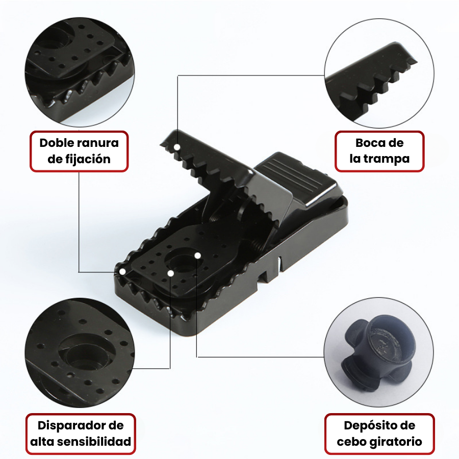 🇪🇸 Trampa para ratones moderna con alta sensibilidad y una fuerza de mordida de 90N