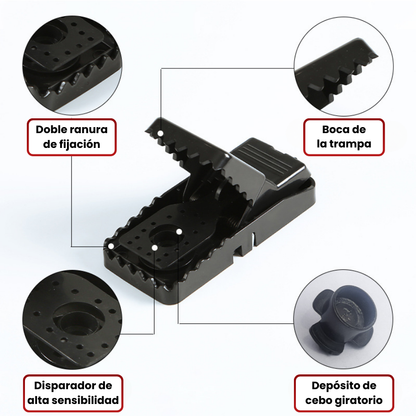 🇪🇸 Trampa para ratones moderna con alta sensibilidad y una fuerza de mordida de 90N