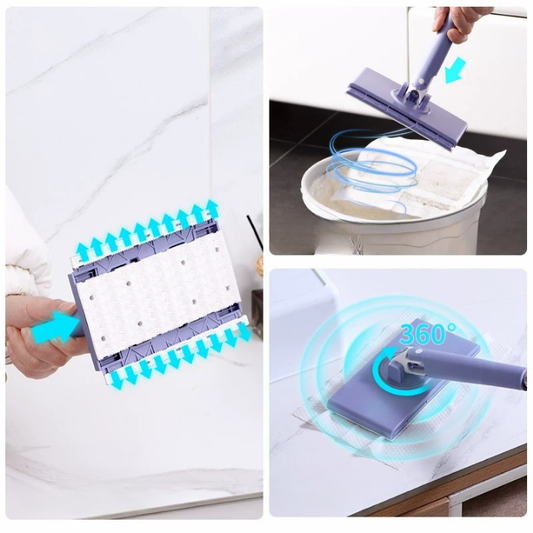 Mini Mop con Cambio de Paño, Diseño de Mango de Empujar-Tirar con Toalla Desechable