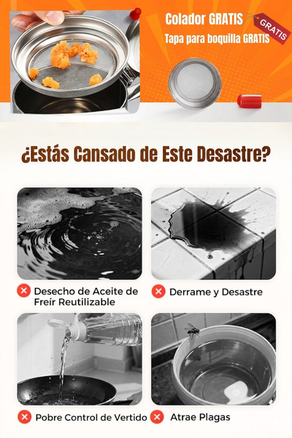70% DE DESCUENTO | Botella de aceite de acero inoxidable 304 con filtro, especial para cocina