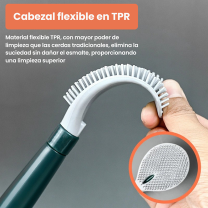 Cepillo de Silicona Flexible para Inodoro con Mango Largo y Colgante de Pared sin Perforación para el Hogar (L)