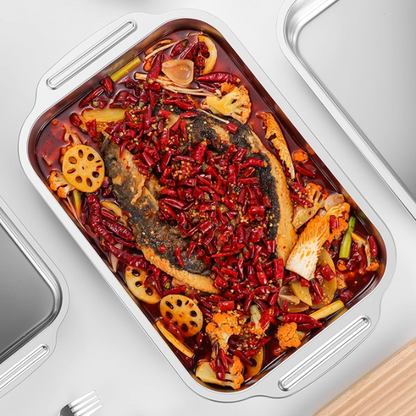 Bandeja De Cocina De Acero Inoxidable SUS304 Para Ollas Calientes, Pescado Al Vapor, Hornear Y Almacenar Alimentos
