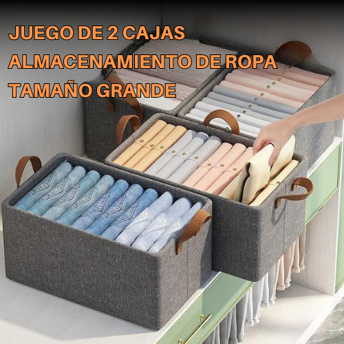 Juego de 2 cajas para guardar ropa con estructura fija de hierro (47 cm x 25 cm x 17 cm)