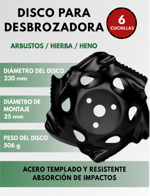 70% DE DESCUENTO | Cuchilla multifuncional de aleación para desbrozadora manual (Accesorios incluidos)