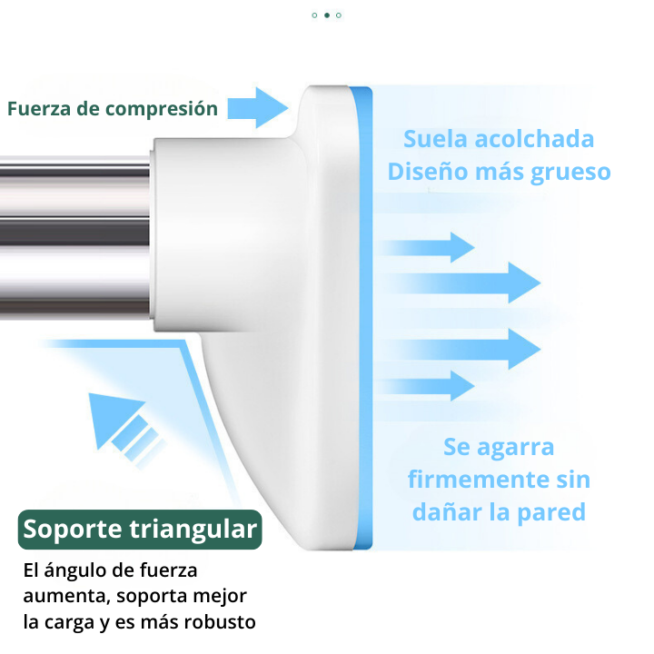 Barra telescópica ajustable y multifuncional sin perforación, que se extiende hasta 160 cm