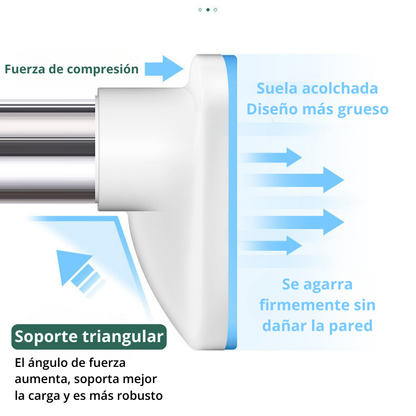 Barra telescópica ajustable y multifuncional sin perforación, que se extiende hasta 160 cm