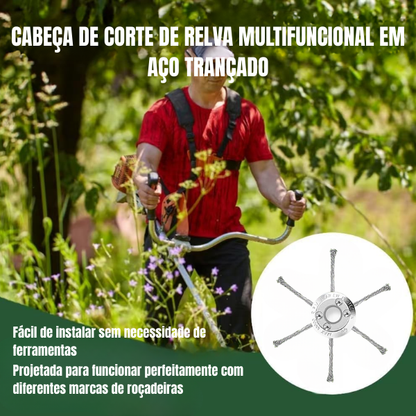 El cabezal del cortacésped tiene 6 ramas tejidas con alambre de acero resistente ✓