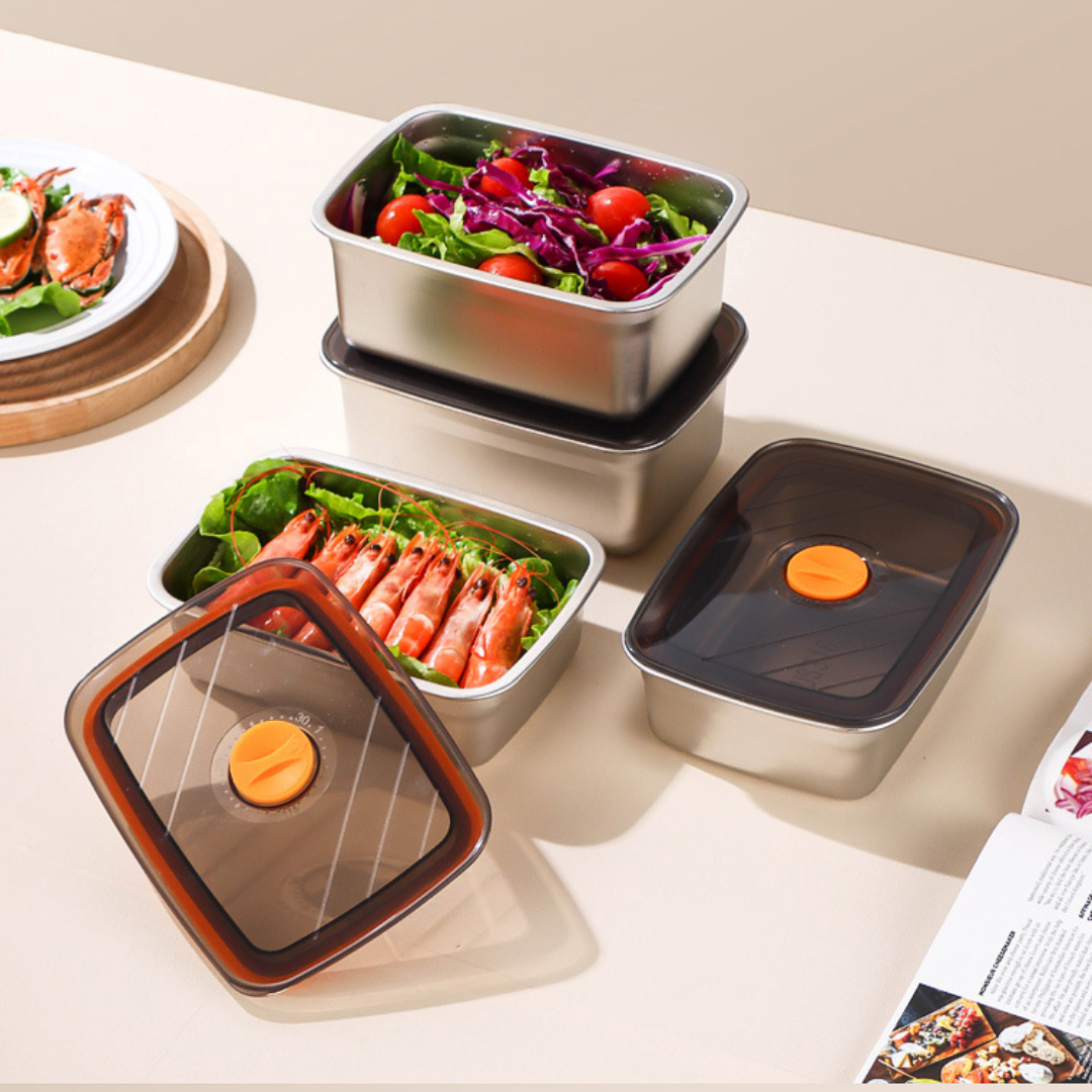 Caja De Comida Al Vacío De Acero Inoxidable Antibacteriana 316 (19 x 13.5 x5.5 cm)