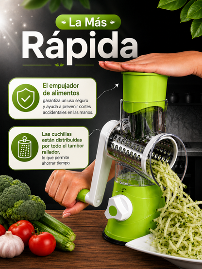 70% DE DESCUENTO | Cortador de Verduras Multifuncional 3 en 1 – Ralla, Rebana y Corta en Cubos Rápidamente para el Hogar