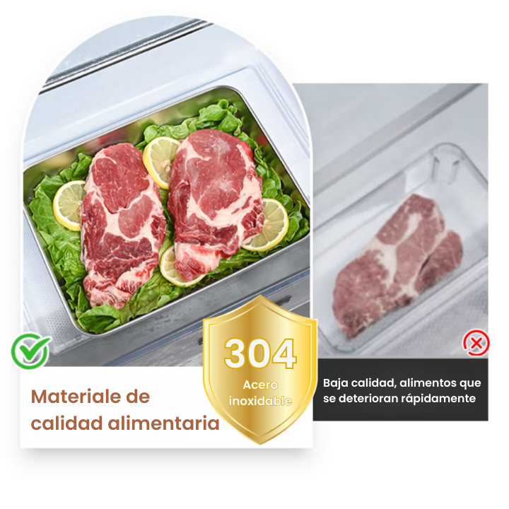 Cajas para alimentos de acero inoxidable 304 (25 x 19,5 x 5 cm) (TT)