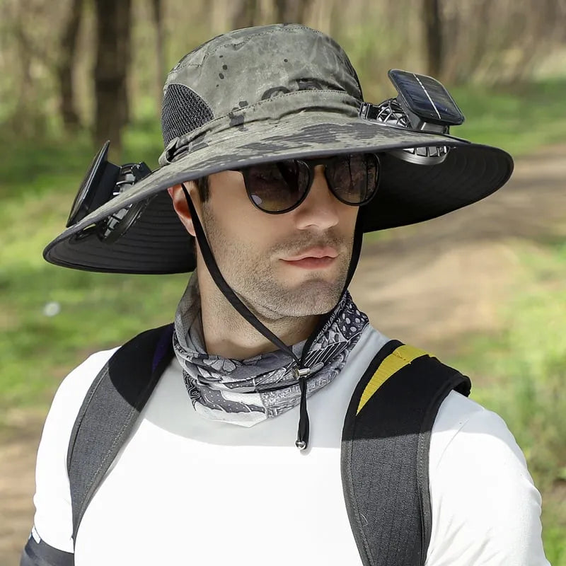 Sombrero Solar con Ventilador – Frescor Manos Libres y Protección UV 360° ☀️