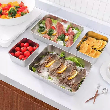 Conjunto de 3 caixas de alimentos em aço inoxidável