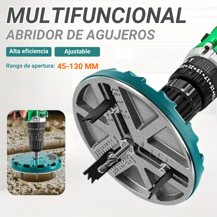 Multifuncional herramienta abreagujeros ajustable - Diámetro de corte: 45-130 mm