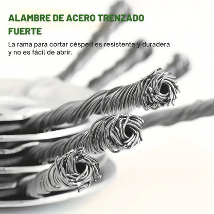 El cabezal del cortacésped tiene 6 bordes de acero inoxidable