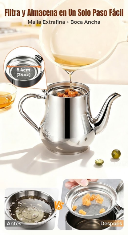 70% DE DESCUENTO | Botella de aceite de acero inoxidable 304 con filtro, especial para cocina