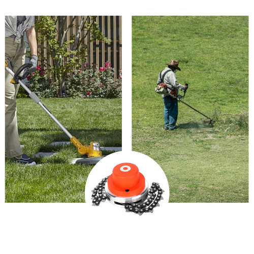 Cabezal de cadena para cortar césped, súper resistente y potente – elimina la hierba de raíz